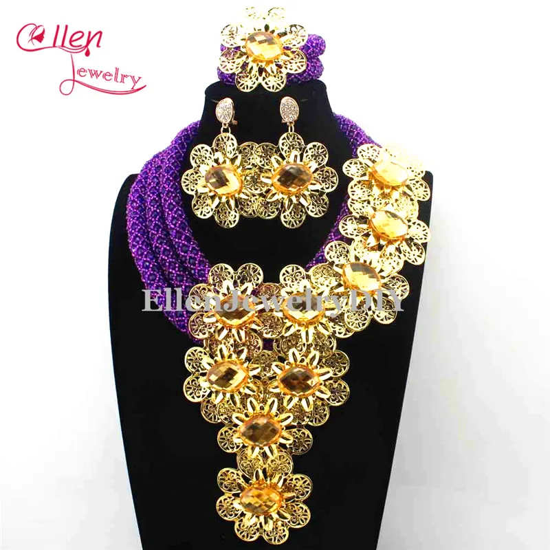 New Luxury African beads jewelry sets india nigerian flower beads