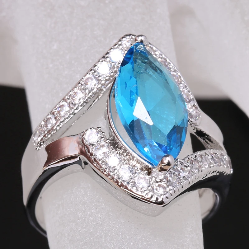

Enjoyable Light Blue Zircon 925 Sterling Silver Party Jewelry Solitaire Ring US# Size 6 / 7 / 8 / 9 S1694