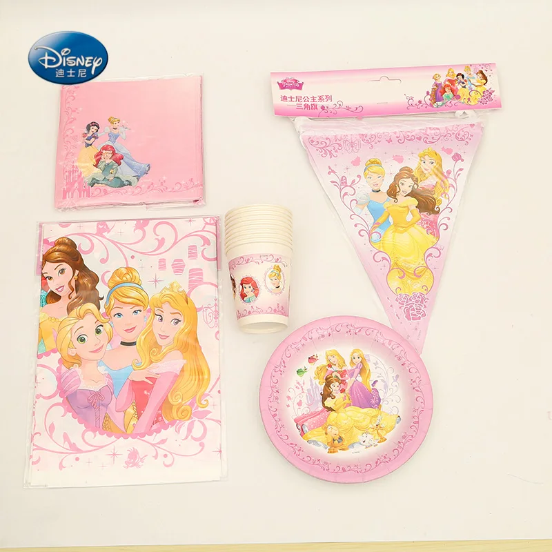 

Princess Disposable Tableware Set 35 pcs/lot Cup+Plate+Banner+Tablecover+Napkin Children Birthday Party Supplies Decorations