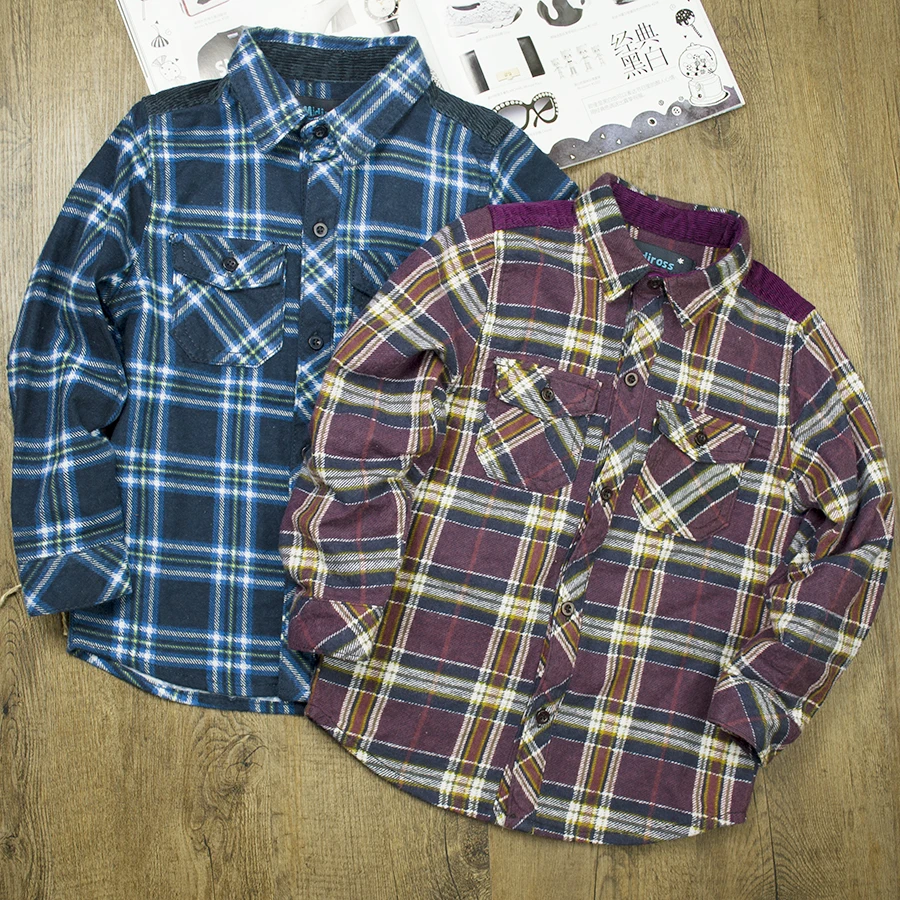 

Children Clothing Baby Shirts Plaid Shirts For Boys Flannel Toddler Kids Blouses Fall Winter Warm Long Sleeve Tops 3-10 Years