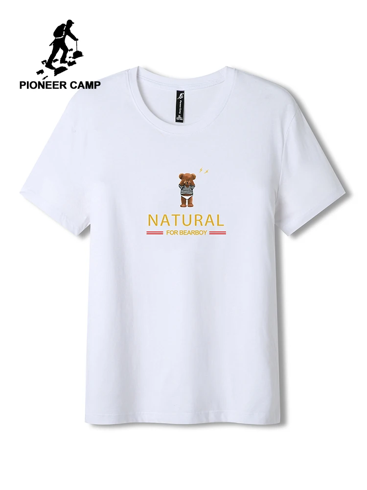 Pioneer Camp футболки с коротким рукавом для мужчин милым принтом медведя 100% хлопковая