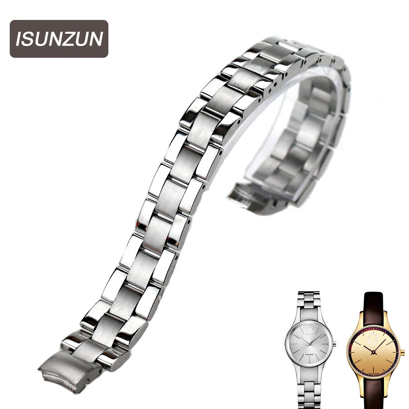 

ISUNZUN High Quality Watch Band Women's Best Chrismas Gift Whachband For CK K4323100 Steel Strip Women 10MM Brand Watchband