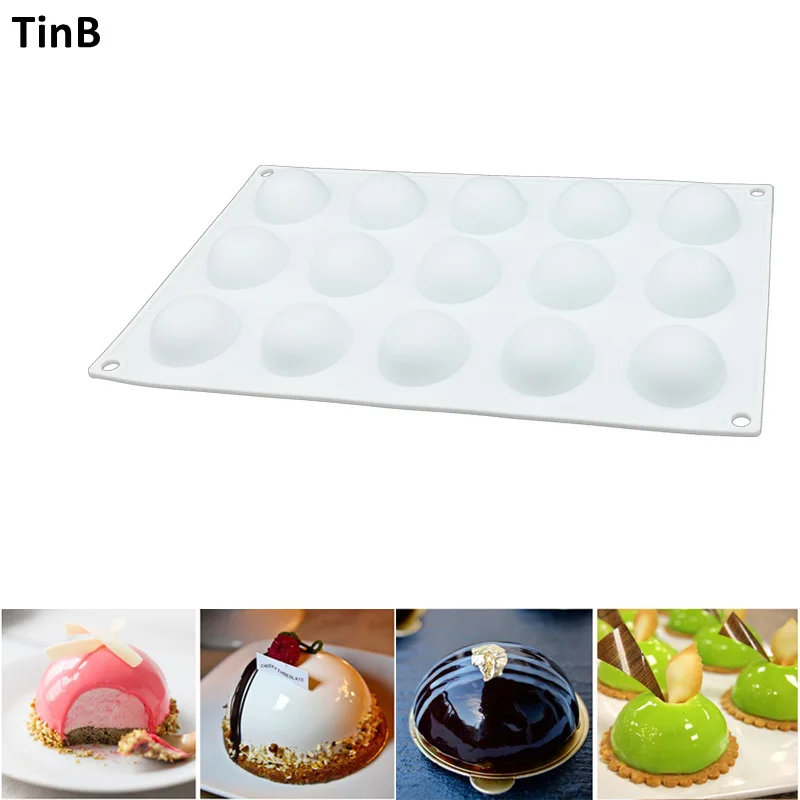

15 Holes 3D Silicone Cake Mold Baking Tools Round Ball Shape Mousse Dessert Cake Mold Bakeware Maker Cupcake Muffin Pan molde