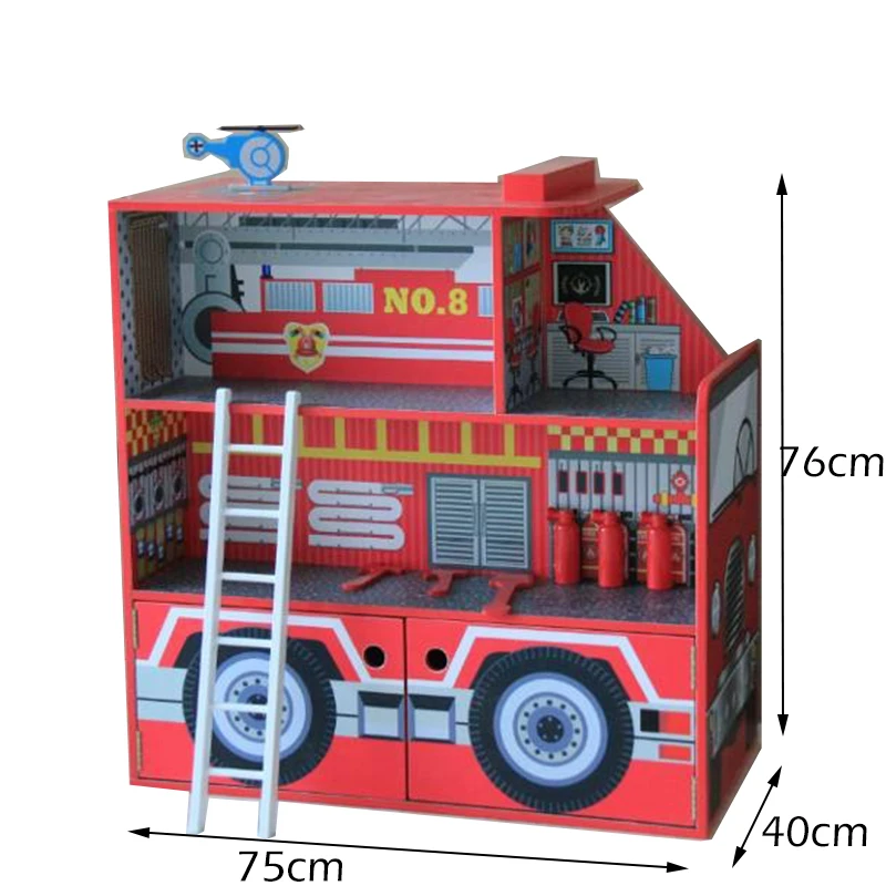 Кукольный дом большие мальчики большой деревянный автомобиль дом ролевые игрушки Дети пожарная машина реальная жизнь деревянный кукольный домик с мебели подарок на день рождения