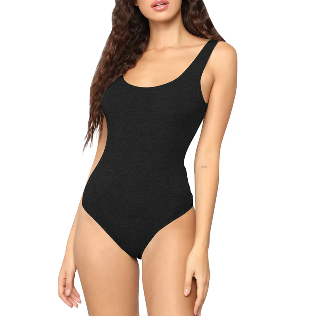 

Women Sexy Solid Black Red Sleeveless Camis Jumpsuit Leotard Tops Open Back Romper Summer Clothing Ladies Off Shoulder Bodysuits