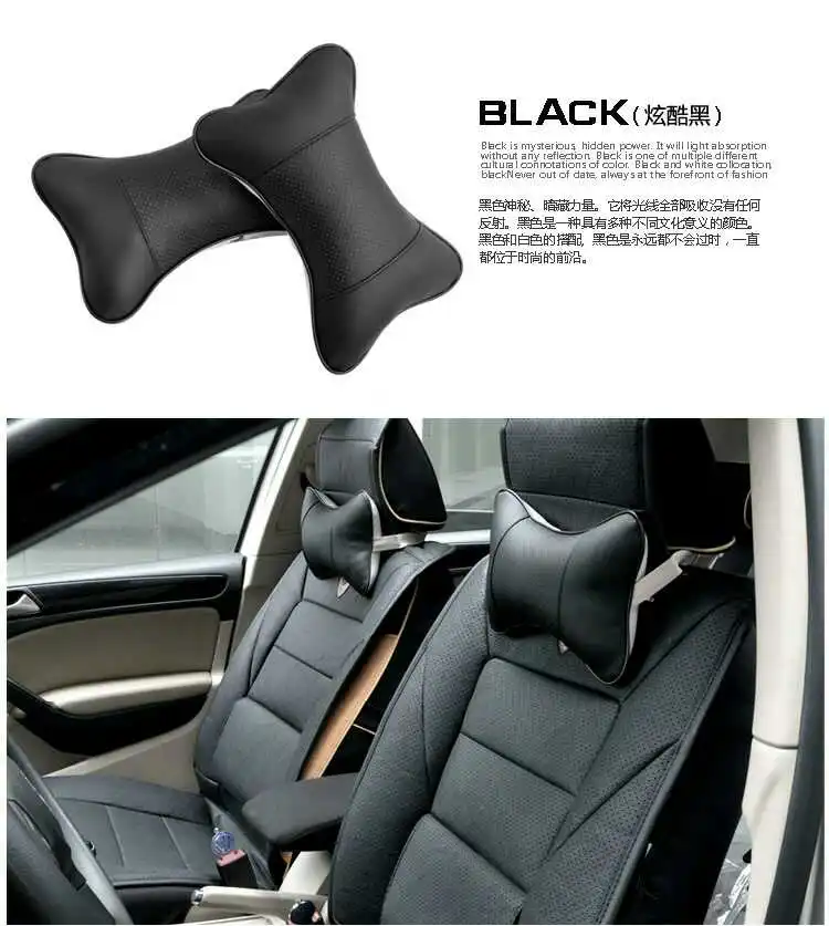Car styling 2 Pcs Car Headrest PU leather Neck Pillow Cover For Toyota