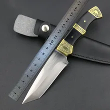 Высокое качество Дамасская сталь кованые прямой нож охотничий 62HRC Твердость Открытый самообороны нож тактический армейский нож выживания