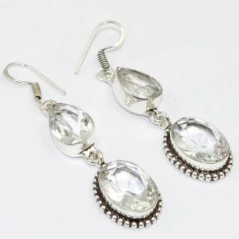 Белые топы 62 мм серебряное покрытие на медных сережках E1649|white earrings|copper earrings |
