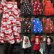 Multiful Prints Snowman Santa Clause Printing Happy Festival Christmas Day Ladies Christmas Day Clothes Party Dresses