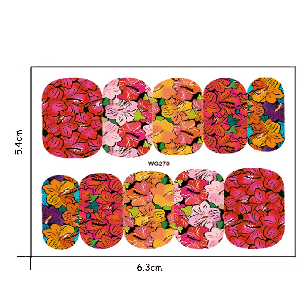 25 листов наклейки для нейл-арта, наборы, разноцветный цветочный наклейки с полной водой, наклейки-Слайдеры для лака, маникюра, TRWG266-290