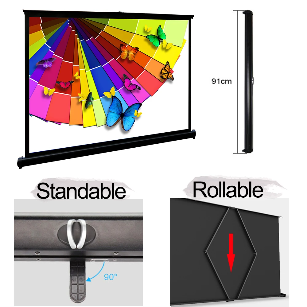 40 inch Portable Desktop Projector Screen HD Matt White Tabletop