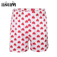 Mens Cute Love Heart Print Classic Soft Boxer Shorts Lightweight Loose Beach Wear Strawberry Board Homme Shorts Sweetpants 1