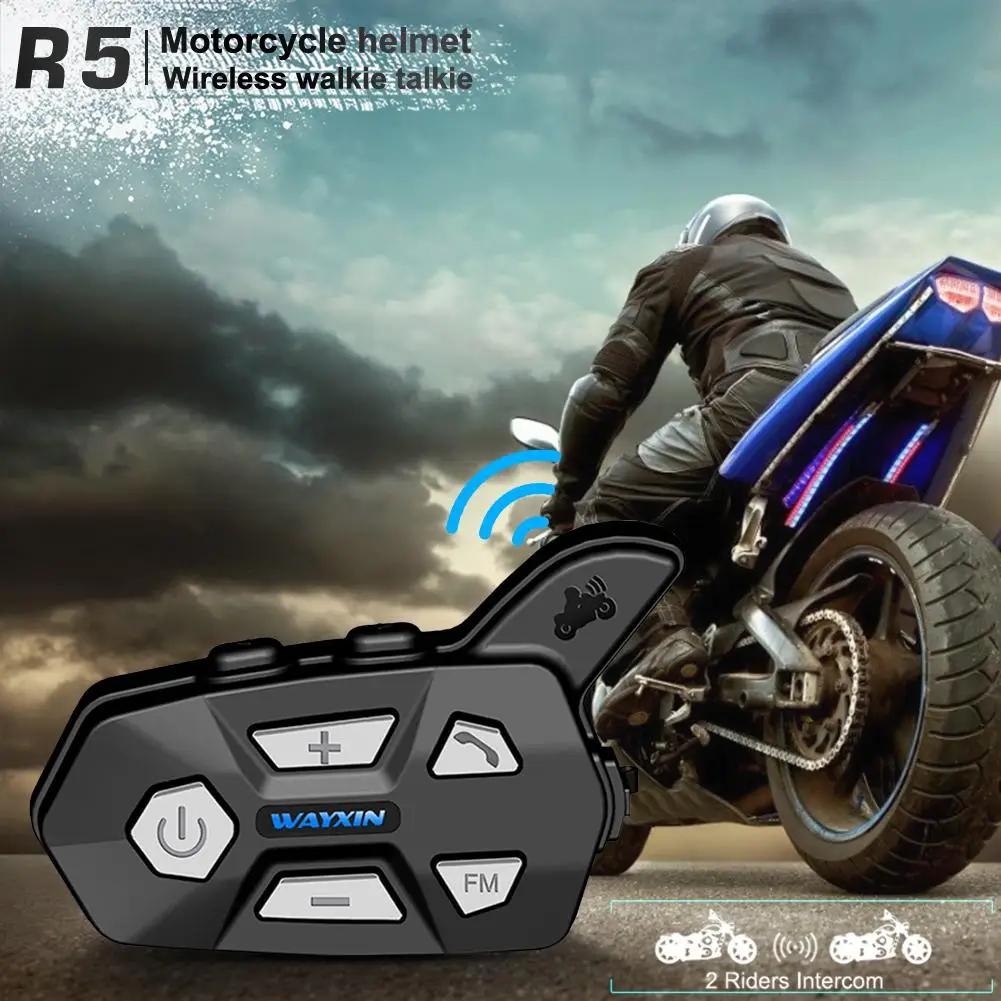 New Bluetooth Intercom Helmet Headsets Riders For Motorcycle R5 FM Bt Wireless Inter-comunicator Interphone Mp3