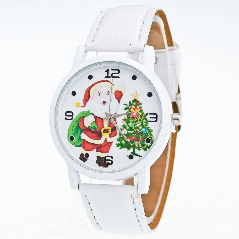 

2019 Christmas Gift Lady Glass Mirror Stainless Steel Case Watch Santa Claus Pattern Watches Clock Relogio Masculino Gift