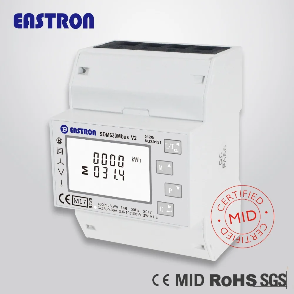 

SDM630 Mbus V2 .three phase M-bus energy meter 1p2w , 3p3w, 3p4w,100A Direct Connection , 2 pulse outputs; SDM630Mbus V2 NON MID