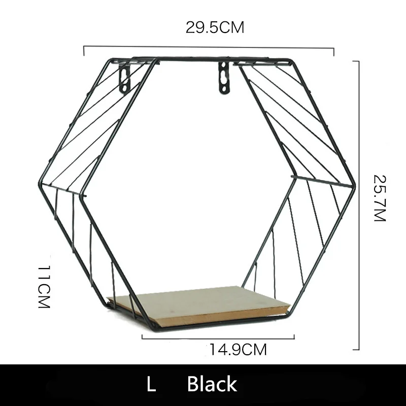 Настенная декоративная полка для хранения, современный металлический железный стеллаж для хранения мелочей, декоративные настенные полки, органайзер, держатель для цветов - Цвет: L