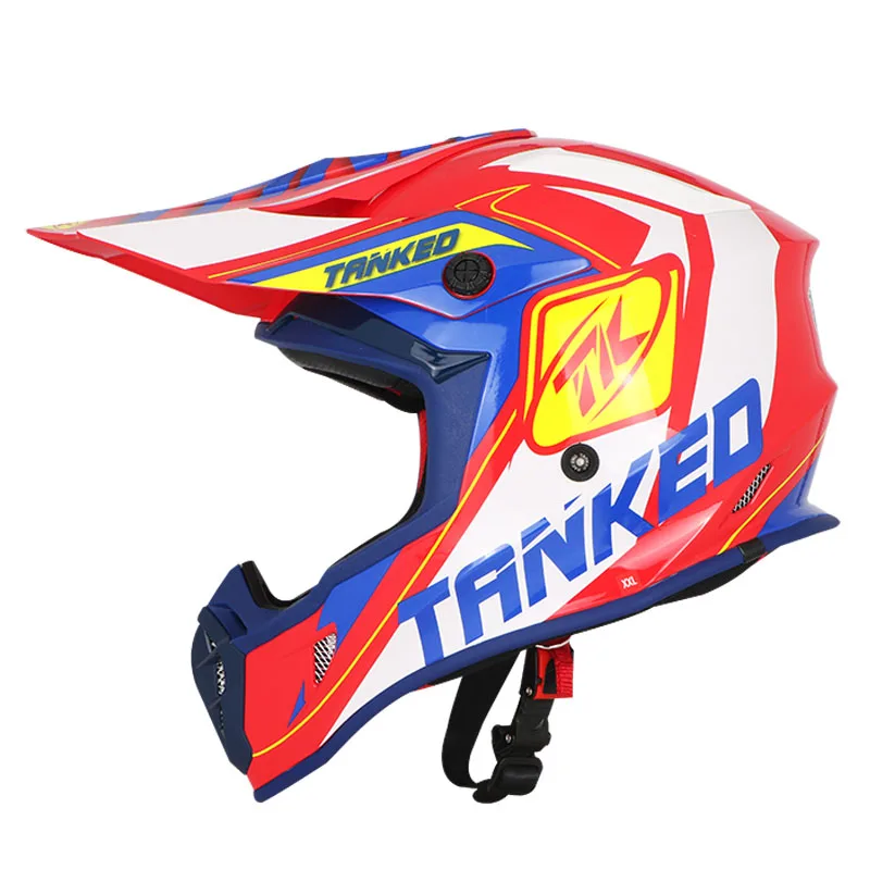 TANKED racing off road moto rcycle шлем moto cross шлем casco, dirt biker горные дороги, защитное снаряжение ECE moto cask T332 - Цвет: Red blue Journey