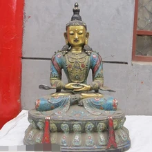 Bi003559 2" Тибетский Буддизм Перегородчатые бронзовый 24 К золото belle серьги Гуань инь Гуань Инь