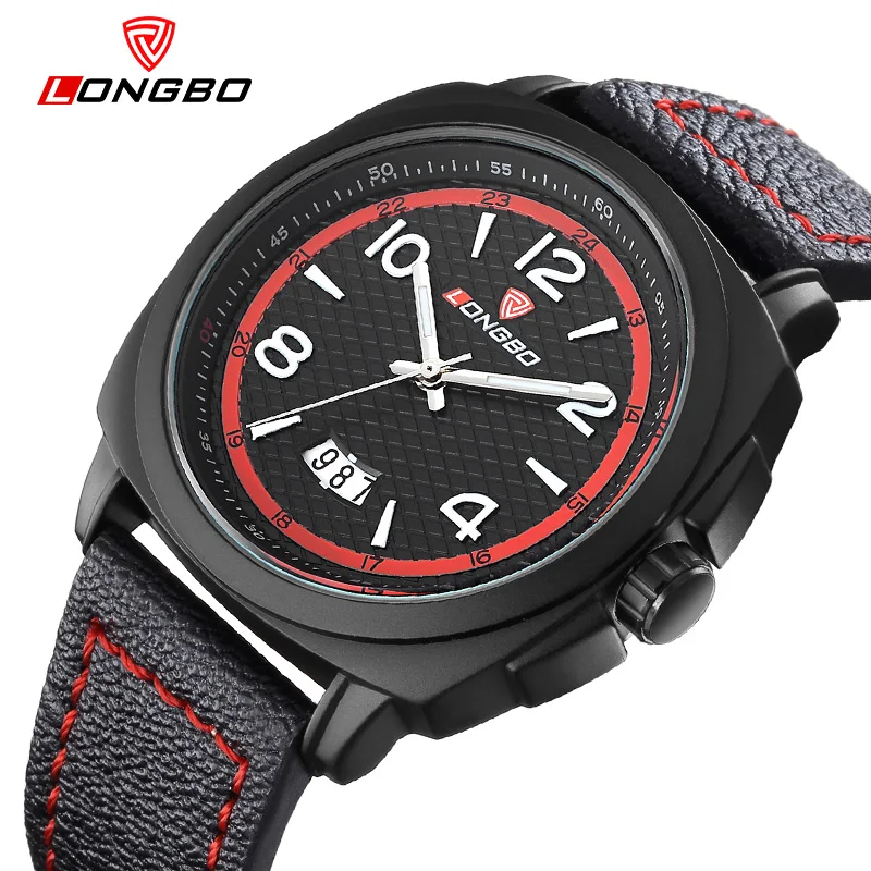 

New LONGBO Mens Watches Top Brand Luxury Men Military Sports Luminous Wristwatch Genuine Leather Quartz Watch relogio masculino