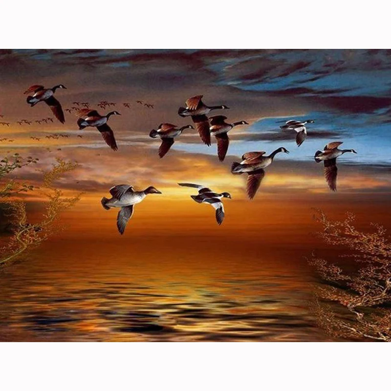 

5D DIY diamond embroidery Flying Gooses diamond painting Cross Stitch full square Rhinestone mosaic decoration gift KBL