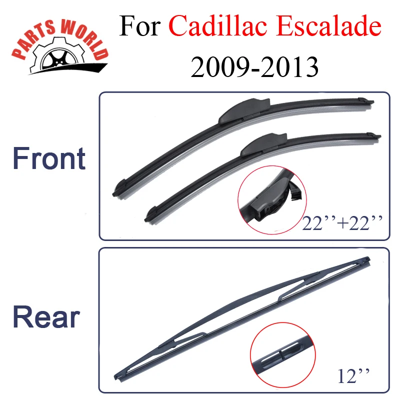 Combo Rubber Windscreen Front And Rear Wiper Blades For Cadillac