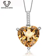 DOUBLE-R натуральный цитрин желтый Подвески Для женщин 925 Серебряное сердце Ожерелья для мужчин Подвески классический драгоценный камень Ювелирные украшения CASP00768A