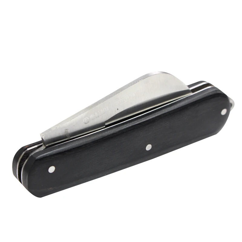 LAOA Stainless Steel Cable Cutter Wire Stripping Professional Electrician Knife Tools wooden handles Folding Knife