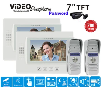 

ZHUDELE Home Security 7"Luxury Vide Door Phone Intercom System Support CCTV Camera,HD IR IP56 700TVL Outdoor Unit In Stock 2V2