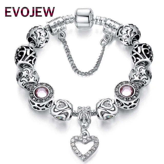 EVOJEW Nuovo di Modo D'argento di Colore Braccialetti con ciondoli Per Le Donne EVOJEW Nuovo di Modo D'argento di Colore Braccialetti con ciondoli Per Le Donne