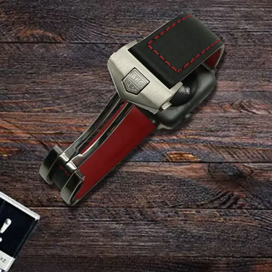 AKGLEADER 38-42mm Watch Band For Apple Series 4 Bracelet Folding Buckle Genuine Leather Band For Apple Series 1 2 3 Wrist Strap AKGLEADER 38-42mm Watch Band For Apple Series 4 Bracelet Folding Buckle Genuine Leather Band For Apple Series 1 2 3 Wrist Strap