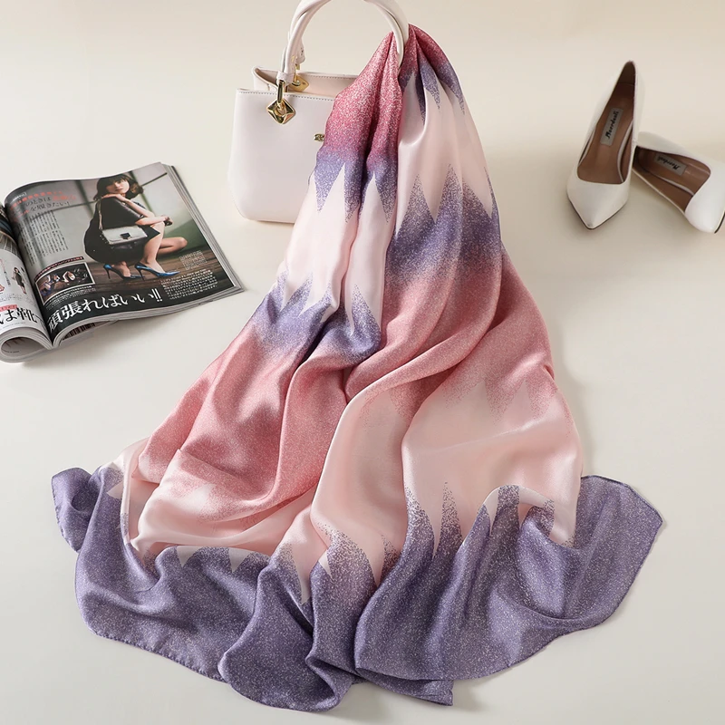 

2019 high quality silk scarf luxury brand shawls and wraps for women pashmina lady foualrd bandanas hijabs