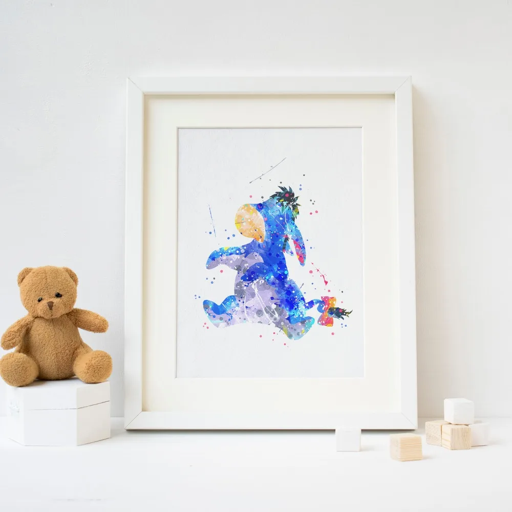 

Eeyore picture print . Winnie the pooh Watercolor Poster Print, Kids Room wall Decor, baby Nursery Art ,Gift idea