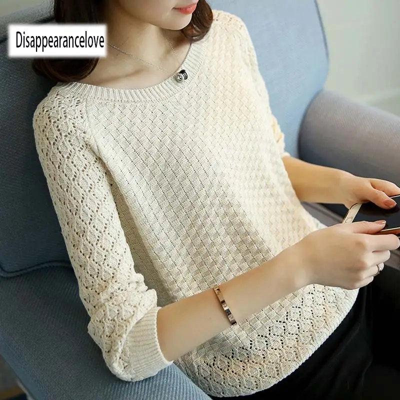 

Disappearancelove 2019 Hot New Autumn Winter Women Cotton Elastic Twist Sweater Lady Knitted Long Sleeve O-neck Women Pullovers