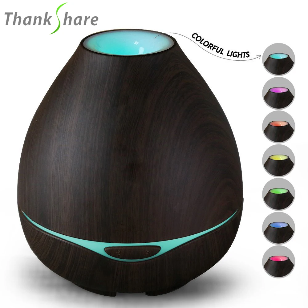 

THANKSHARE 300ML Humidifier Aroma Lamp Essential Oil Ultrasonic Electric Aroma Diffuser Mist Maker Changing LED Light For Home
