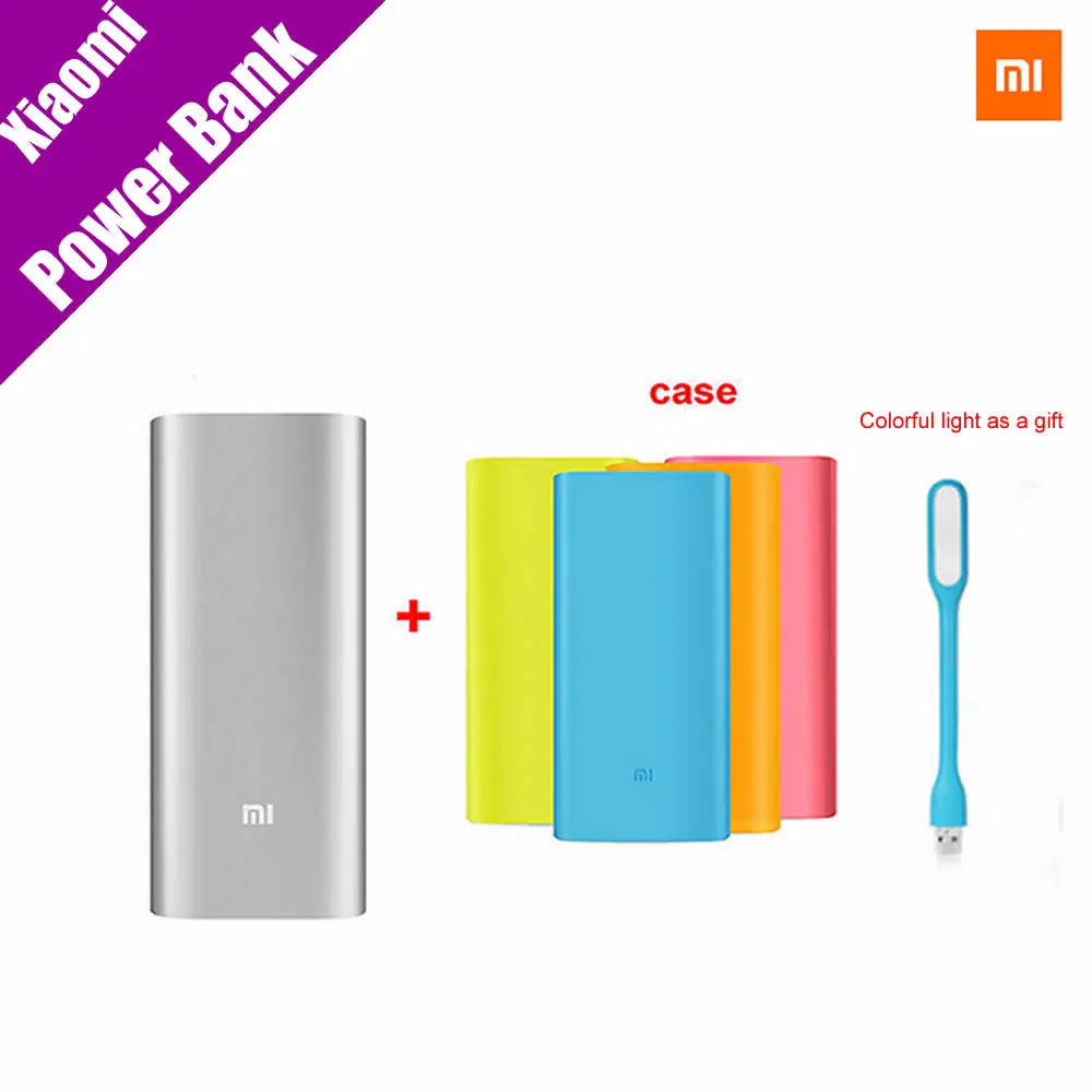 Original Xiaomi Power Bank 16000mAh Portable Charger Mi Powerbank External Battery Pack for Mobile Phone Backup Powers with Case
