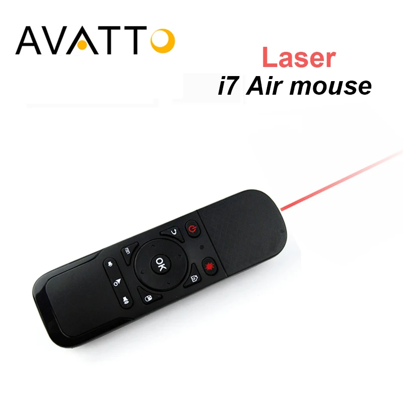 [AVATTO] i7 Laser Mini Fly Air Mouse 2.4G Wireless Remote Control Built-in 6 Axis for PC/Smart tv/Android Box/PS3 Sensing Gamer |