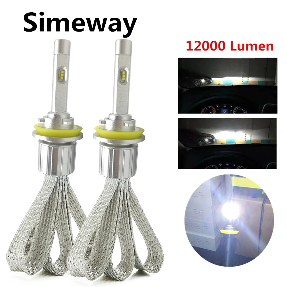 

2PCS H7 Led H1 H3 H4 H11 HB3 HIR2 headlamp Car Lights With Lumileds Luxeon ZES Chip 12000LM Auto Fog Lamp bulbs 6000K White 12V