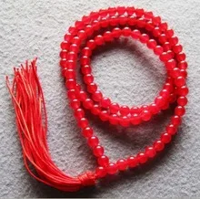 

natural beads Tibetan handmade jewelry Tibet Buddhist 108 Red stone Beads Prayer Mala Necklace color Fashion