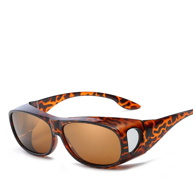 Очки в стиле стимпанк, солнцезащитные очки для близорукости, Ретро стиль, мужские Модные солнцезащитные очки, поляризационные, большие, водительские, для вождения - Цвет линз: Leopard Brown