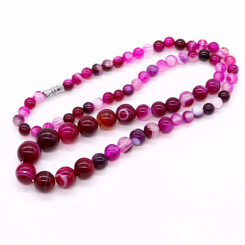 Natural Rose Onyx Stone Neckalce Hand Made Fashion Jewelry Accessory Crafts Natural Stone 6-12mm Beads Necklace