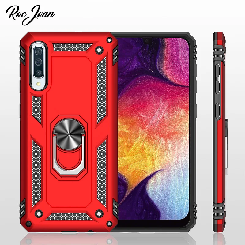 

Finger Ring Amor Case For Samsung Galaxy A9 2018 A20 A30 A50 A70 M20 Stand Cover Full Protection PC and Soft TPU Back Coque