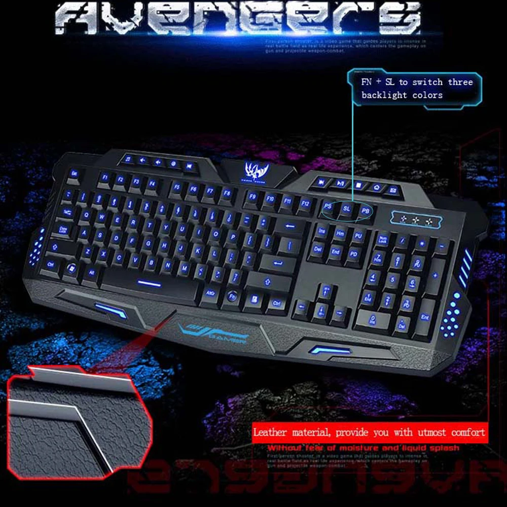 200 Bilingual Russian/English Three Backlight Colors USB Wired Gaming Keyboard with Adjustable Light Brightness for Laptop Desktop M 200 Bilingual Russian/English Three Backlight Colors USB Wired Gaming Keyboard with Adjustable Light Brightness for Laptop Desktop M