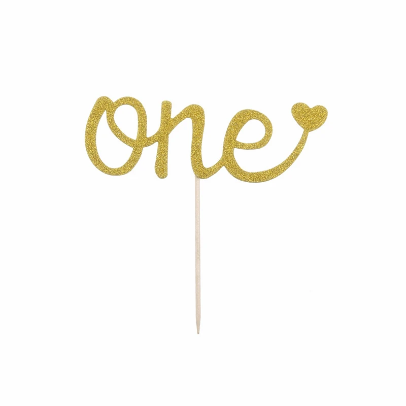 JOY-ENLIFE-Glitter-Blue-Gold-Silver-ONE-Cake-Topper-Cake-Flags-Wedding-Birthday-Party-Baby-Shower_