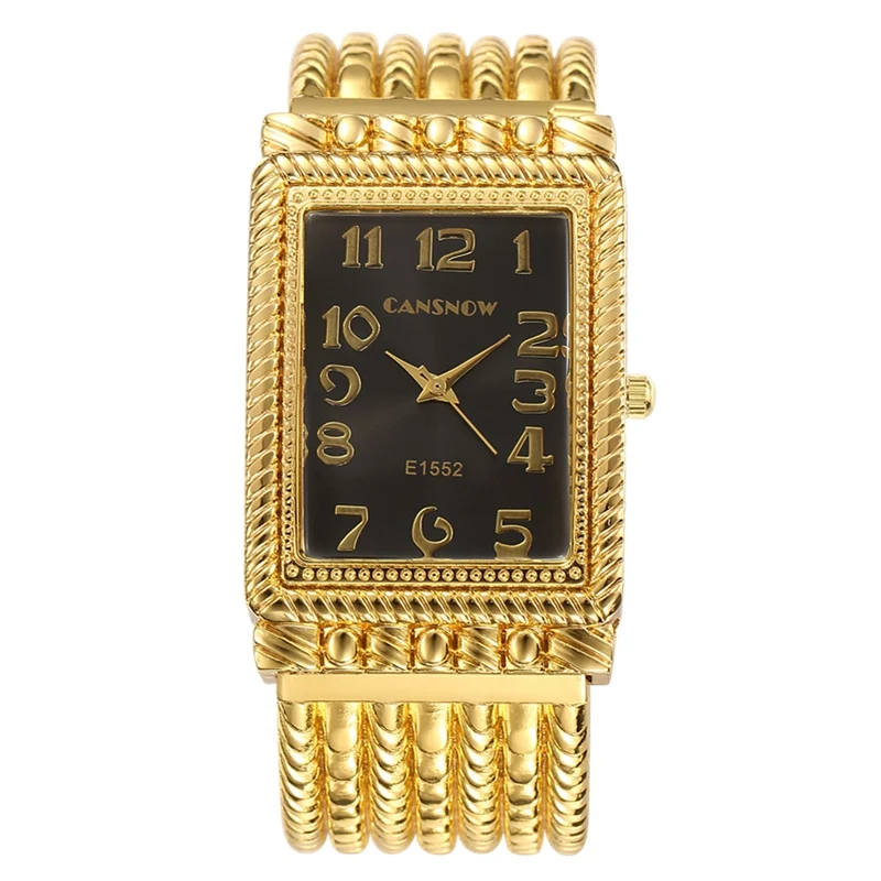 Reloj De Mujer Топ Женская мода Бизнес платье Роскошные наручные часы Прямоугольные широкие стальные цепи ремешок женские кварцевые часы - Цвет: Золотой