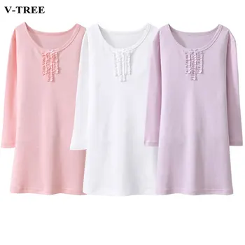 

Solid Color Girls Sleepwear Long Sleeve Nightgowns For Girls Cotton Children Pajama Dress Kids Night Dress 2-10T Clothing