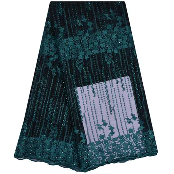 

Teal Color Lace African Tulle Lace Fabric French Lace Fabric High Quality With Stones Nigerian Embroidery Mesh Lace 1139
