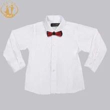 Строгие белые рубашки для мальчиков; хлопковая одежда с длинными рукавами для мальчиков