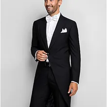Одежда жениха Черный смокинг slim fit костюм на заказ длинный хвост мужские костюмы