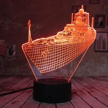 

3D Table Lamp Boat Steamship Shape Gift Acrylic Night light Furniture Decorative colorful 7 color Home Bedroom Beside Lamp