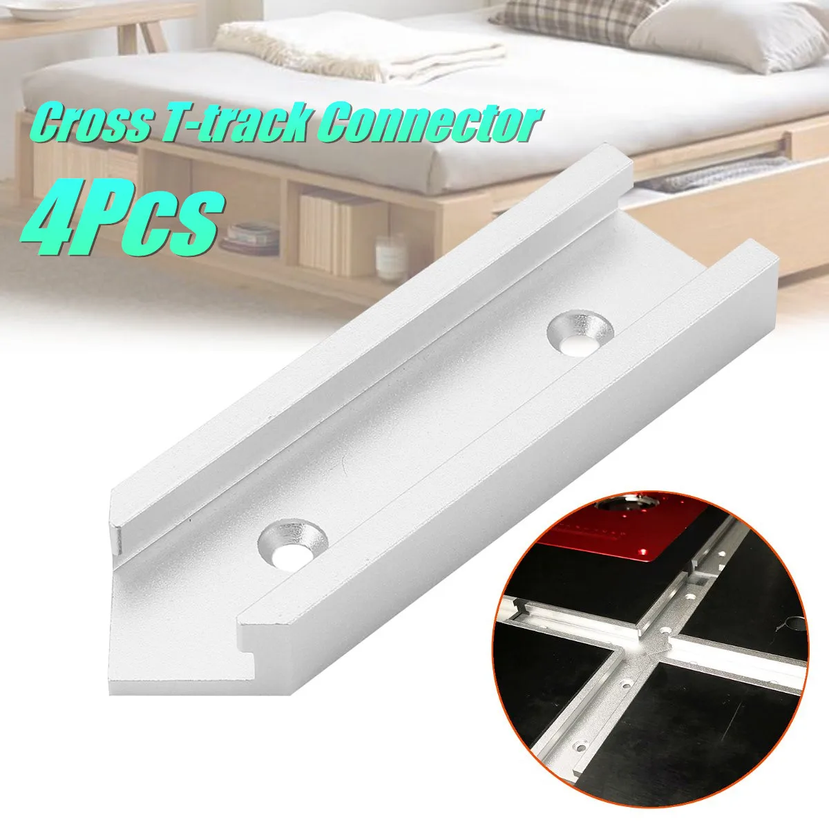 

200mm 30 Type Cross T-track Connector Set T-slot Miter Track Jig Fixture Slot Connector Aluminum Alloy Woodworking Chute Rail